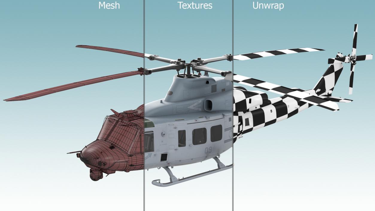 Bell Venom Helicopter Rigged for Maya 3D