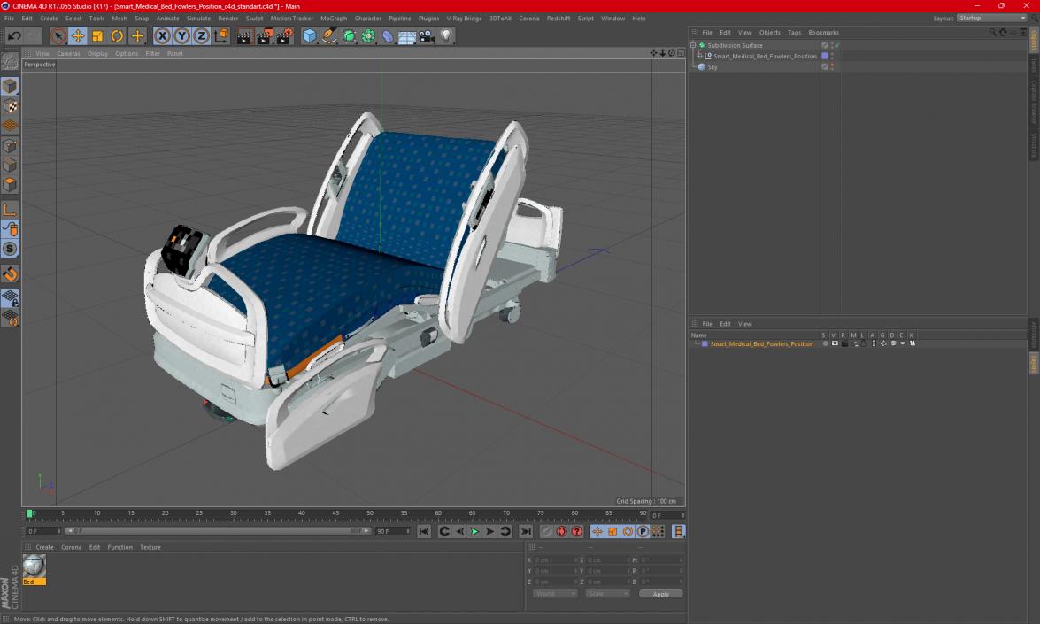 Smart Medical Bed Fowlers Position 3D model