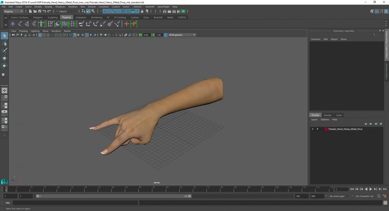 3D Female Hand Heavy Metal Pose model