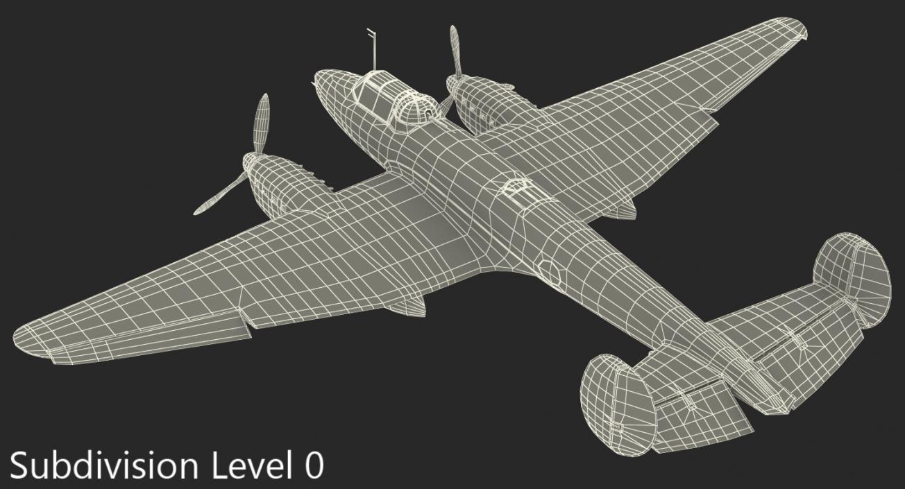 3D Soviet WWII Light Bomber Petlyakov Pe-2 Rigged