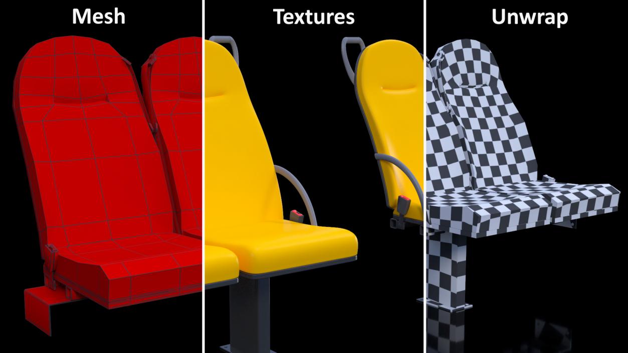 Bus Passenger Seats Left and Right Side 3D model