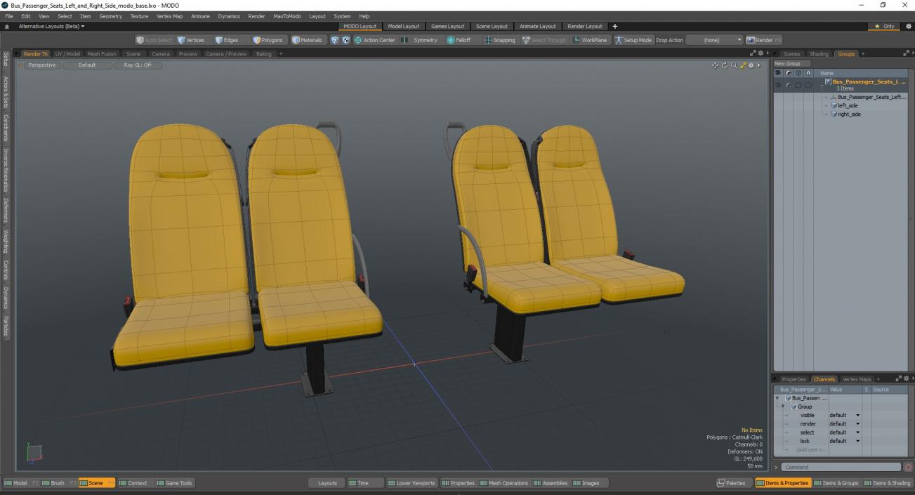 Bus Passenger Seats Left and Right Side 3D model