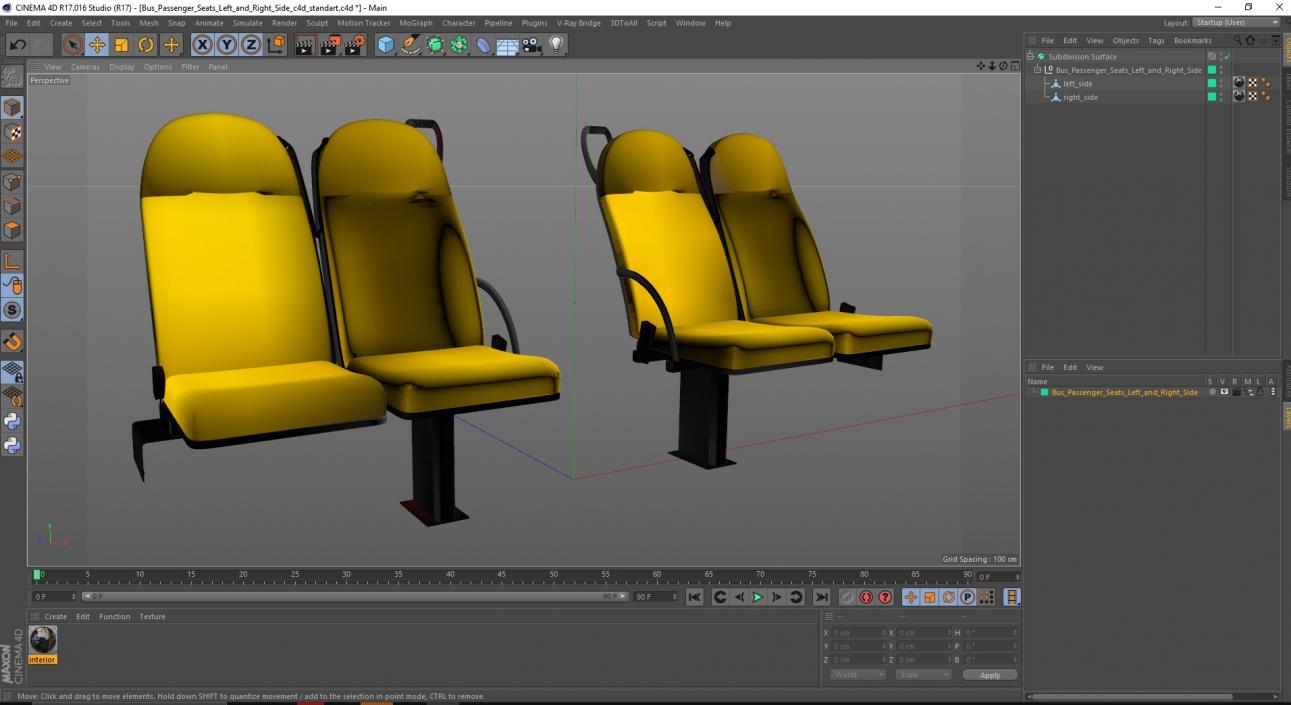 Bus Passenger Seats Left and Right Side 3D model