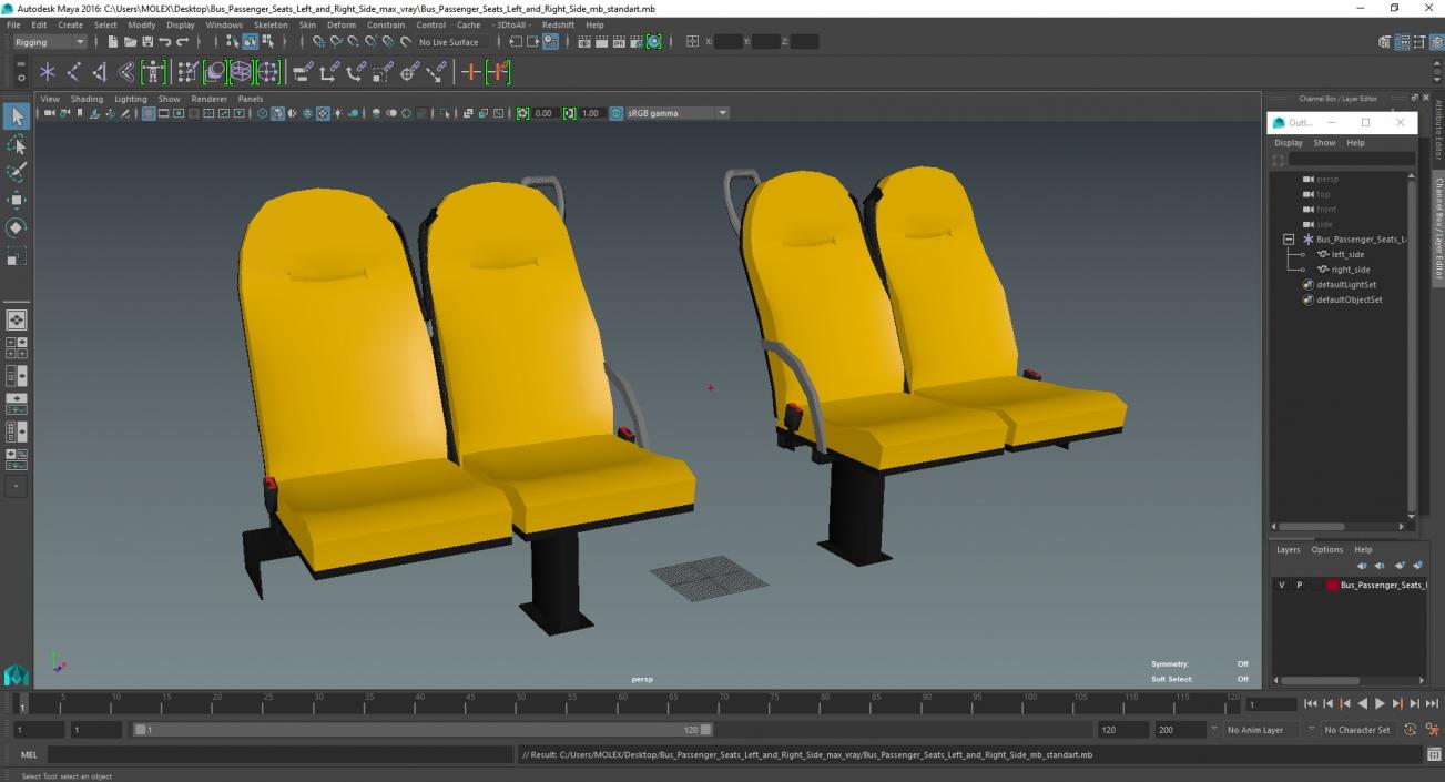 Bus Passenger Seats Left and Right Side 3D model