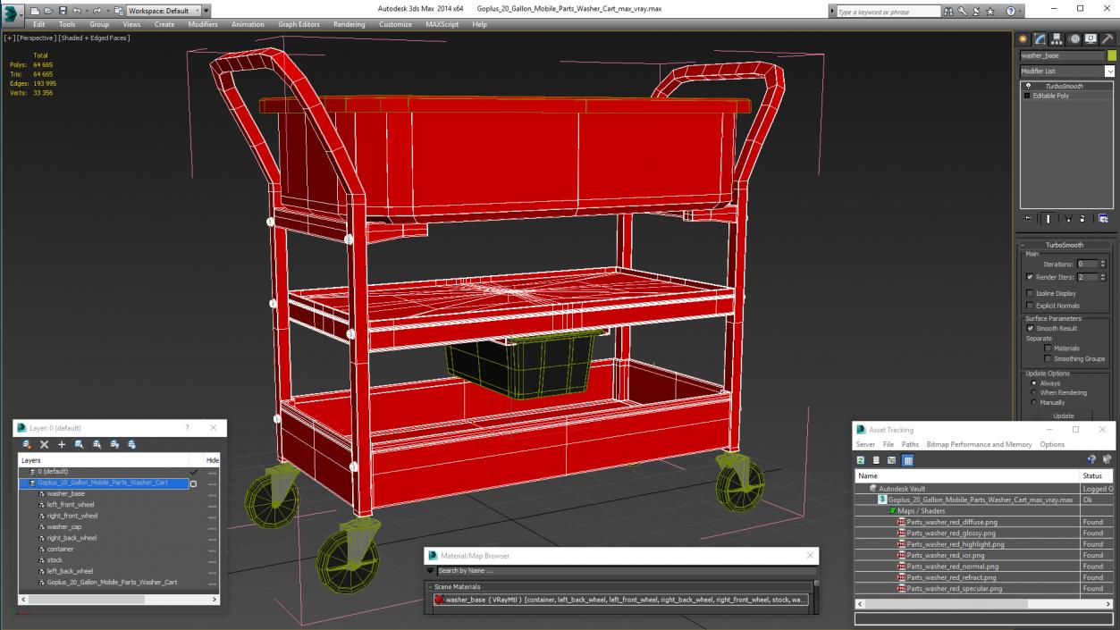 3D Goplus 20 Gallon Mobile Parts Washer Cart