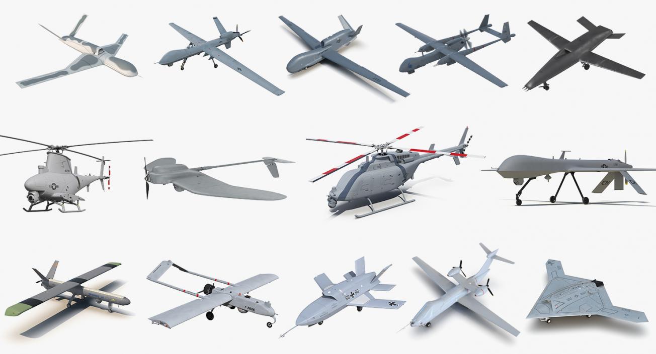 3D UAV Rigged 7 Collection model