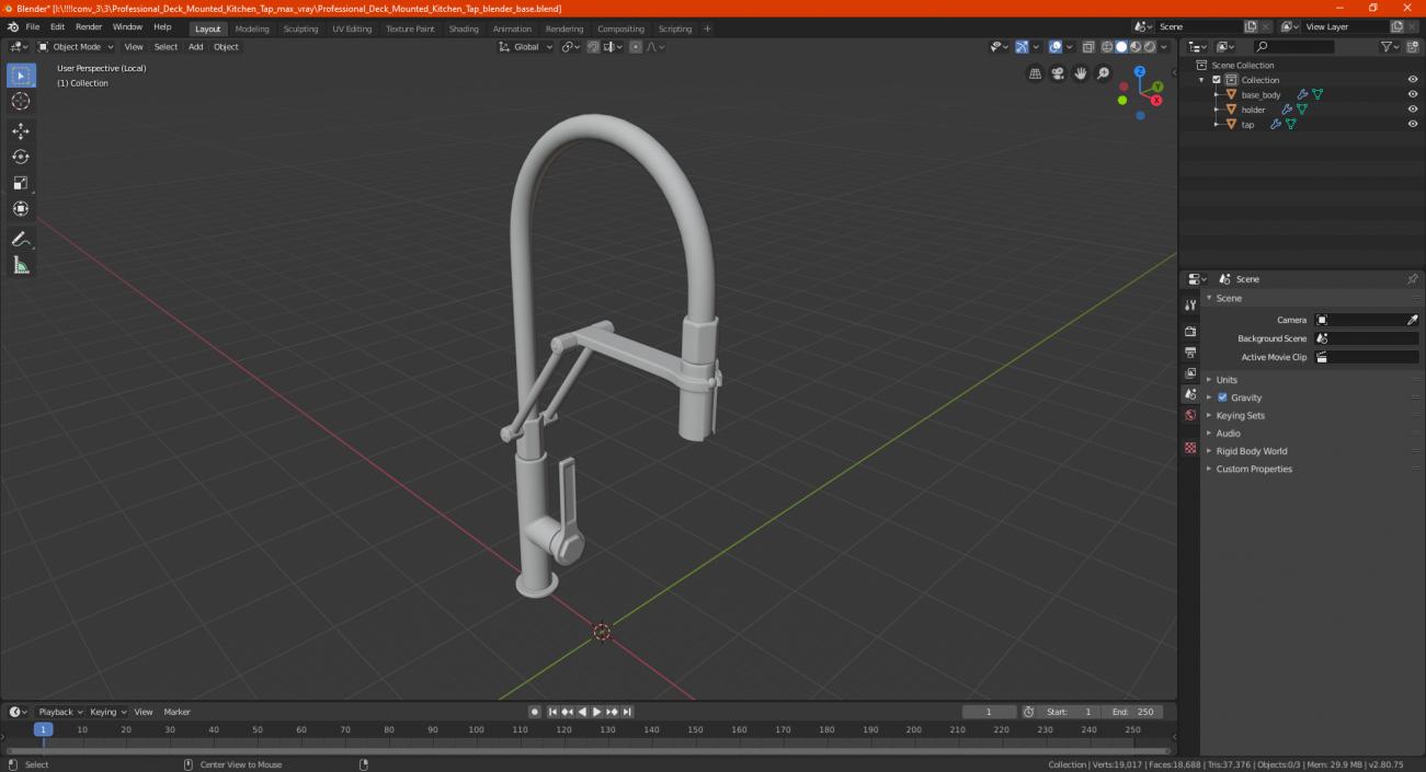 Professional Deck Mounted Kitchen Tap 3D