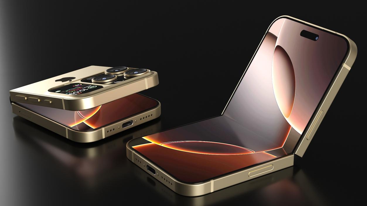 Apple iPhone Flip Luxe Gold Rigged 3D model