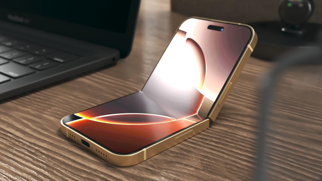 Apple iPhone Flip Luxe Gold Rigged 3D model