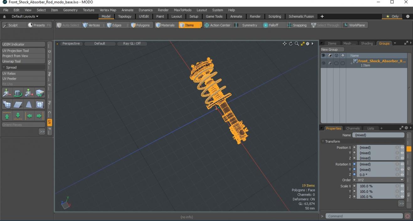 Front Shock Absorber Rod 3D model