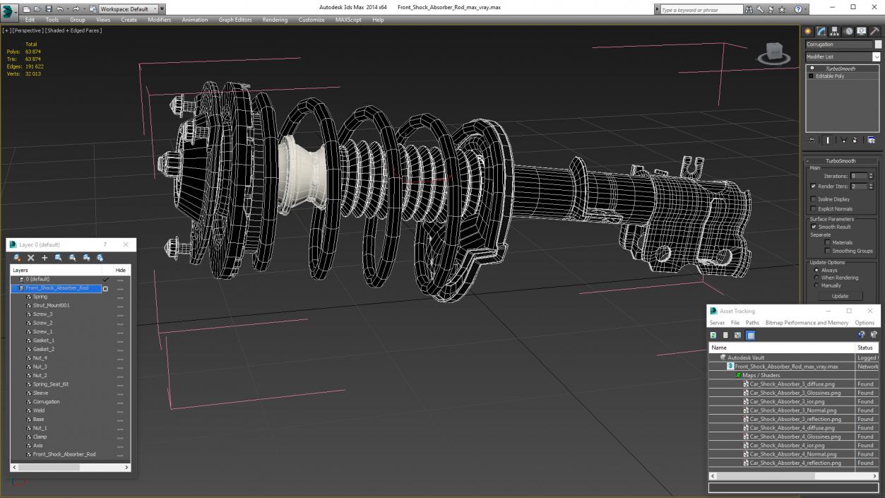 Front Shock Absorber Rod 3D model