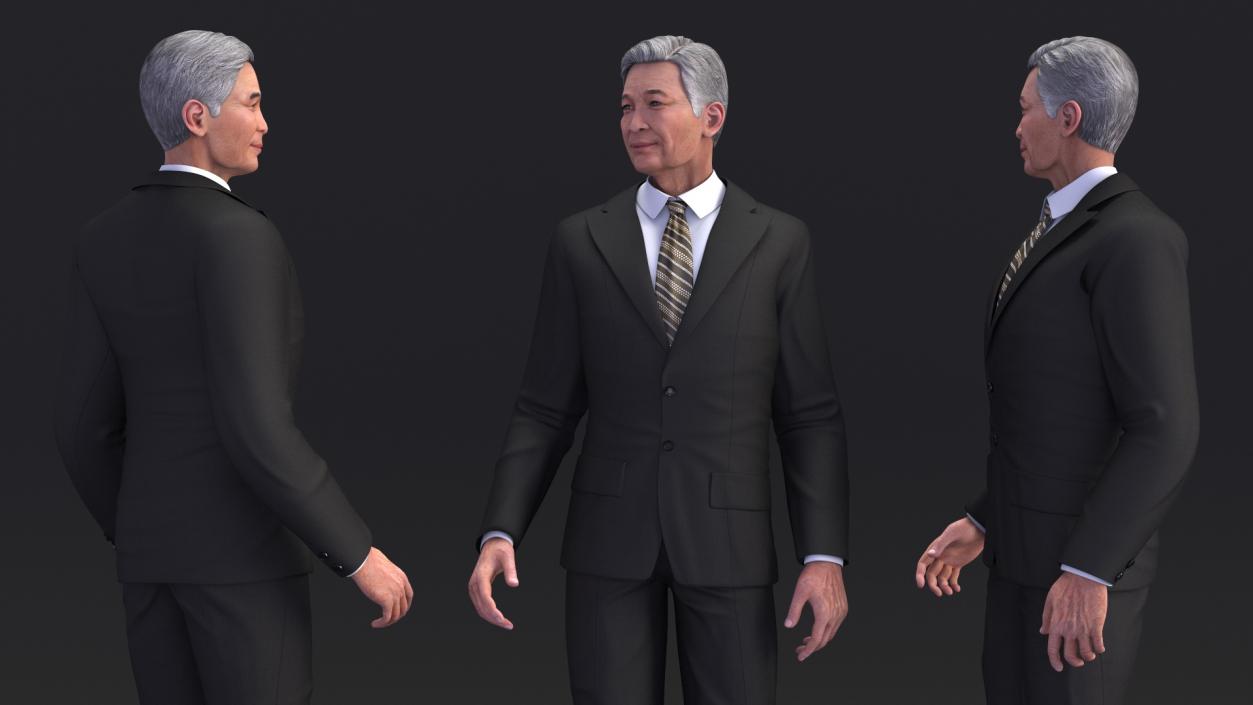 Senior Chinese Businessman Walking 3D model