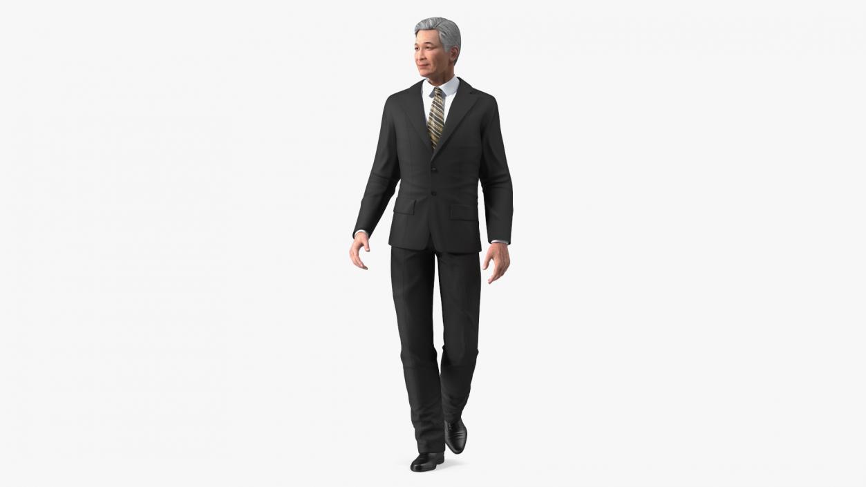 Senior Chinese Businessman Walking 3D model