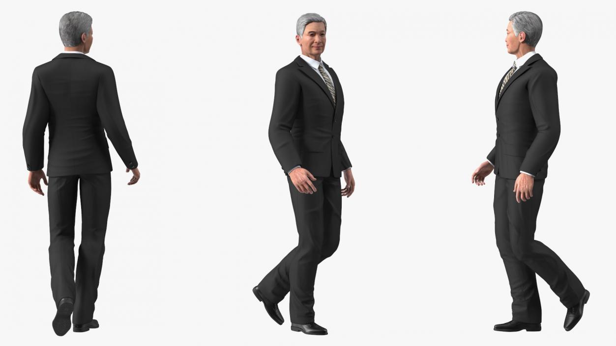 Senior Chinese Businessman Walking 3D model