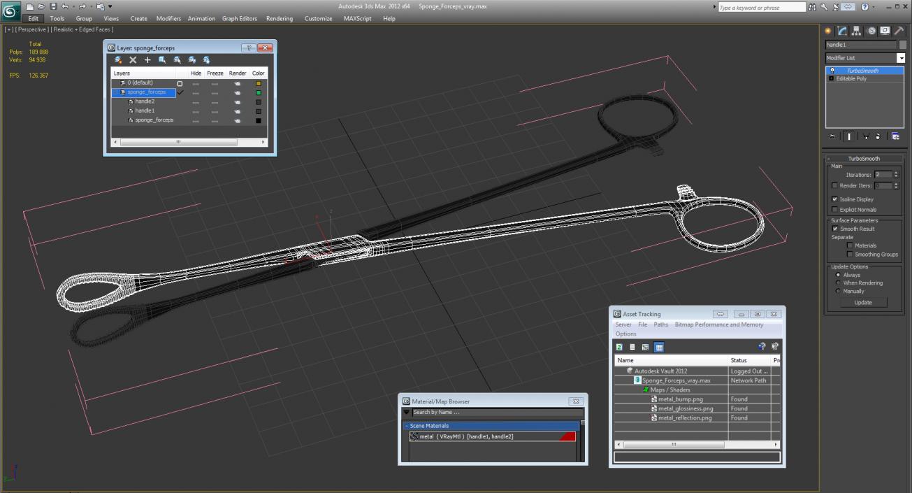 Sponge Forceps 3D model