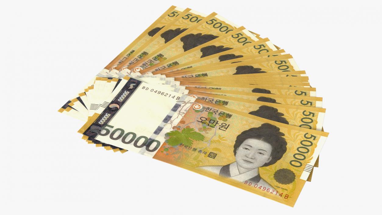 Fan of South Korean 50000 Won Banknotes 3D model