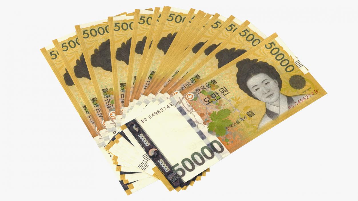 Fan of South Korean 50000 Won Banknotes 3D model