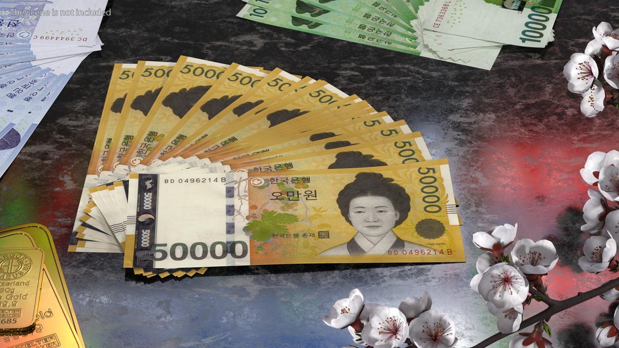 Fan of South Korean 50000 Won Banknotes 3D model