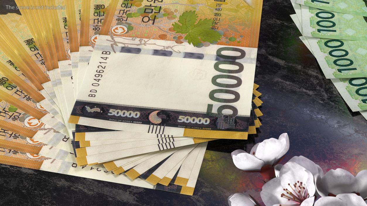 Fan of South Korean 50000 Won Banknotes 3D model