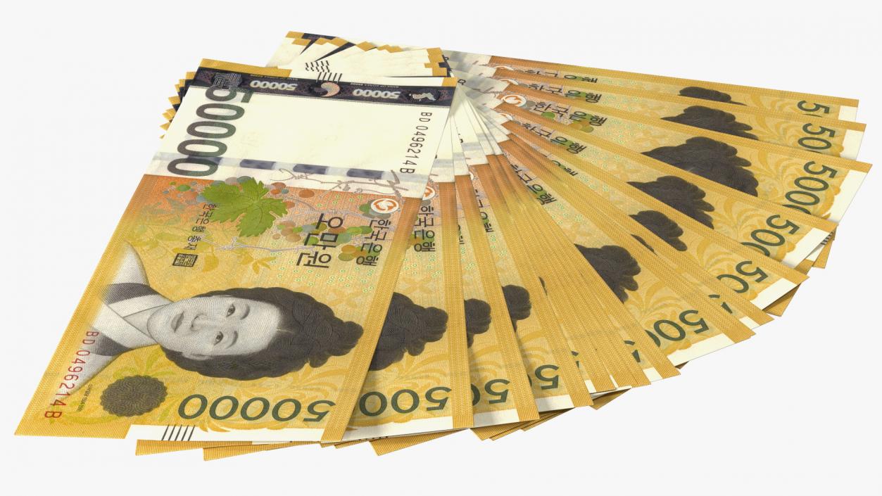 Fan of South Korean 50000 Won Banknotes 3D model