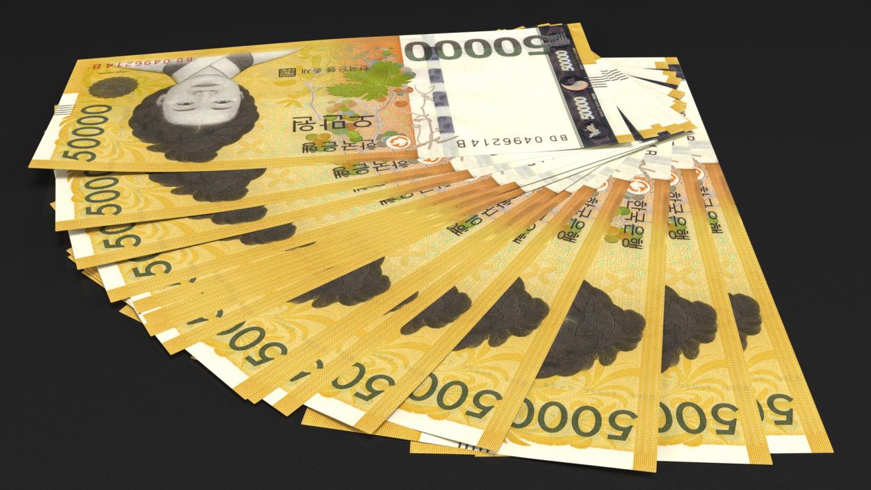 Fan of South Korean 50000 Won Banknotes 3D model