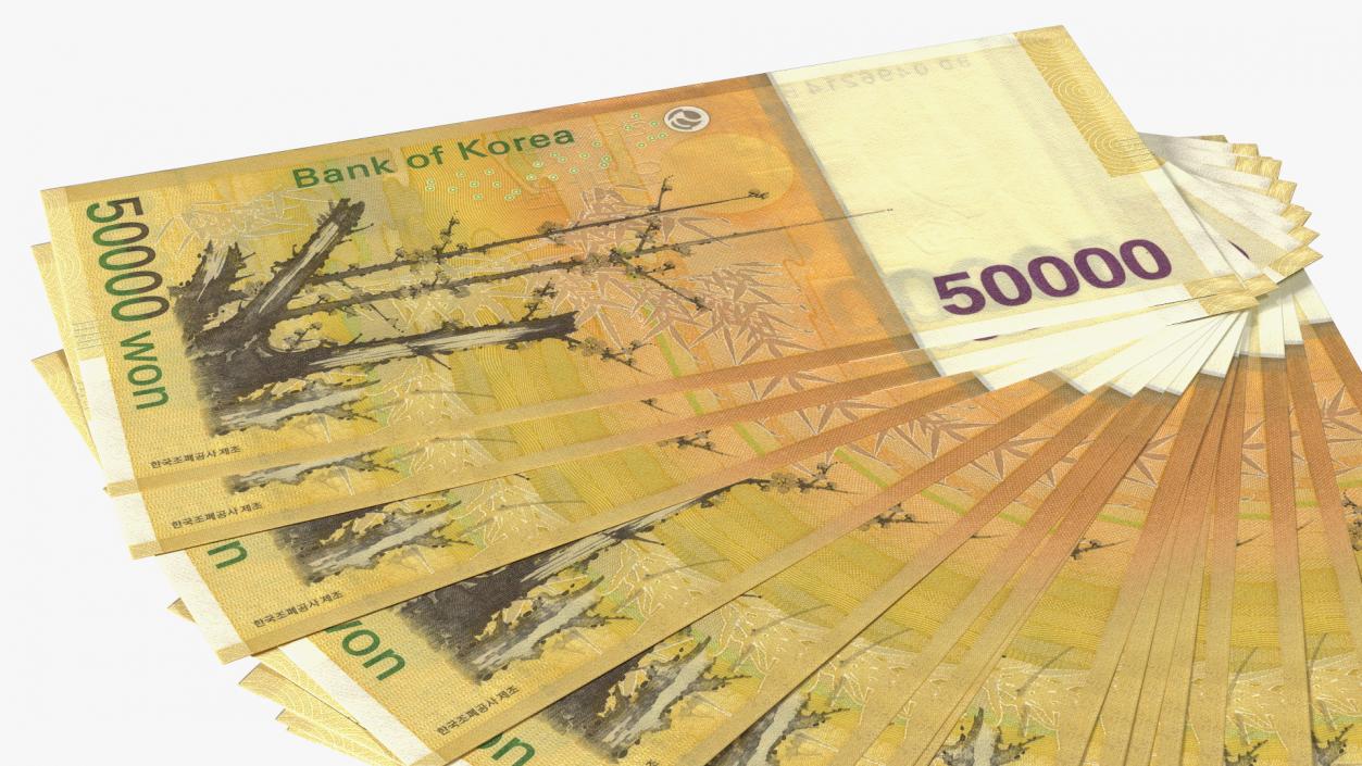 Fan of South Korean 50000 Won Banknotes 3D model