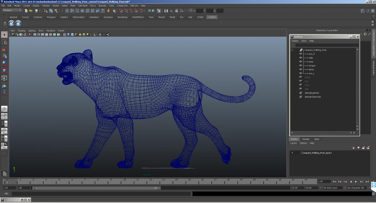 3D model Snow Leopard Walking Pose