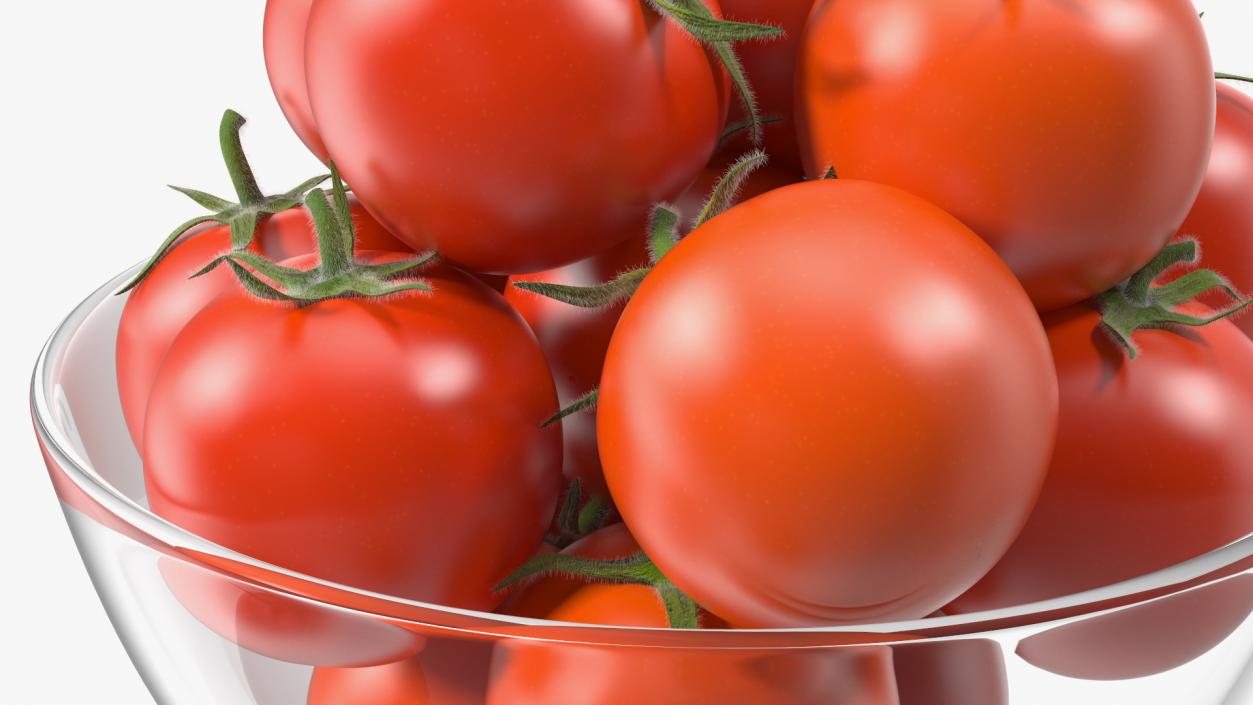 3D Cherry Tomatoes in Glass Bowl Fur model