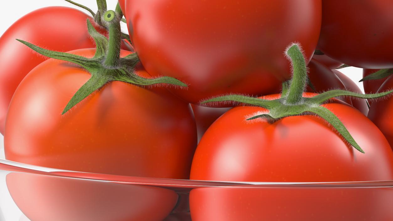 3D Cherry Tomatoes in Glass Bowl Fur model