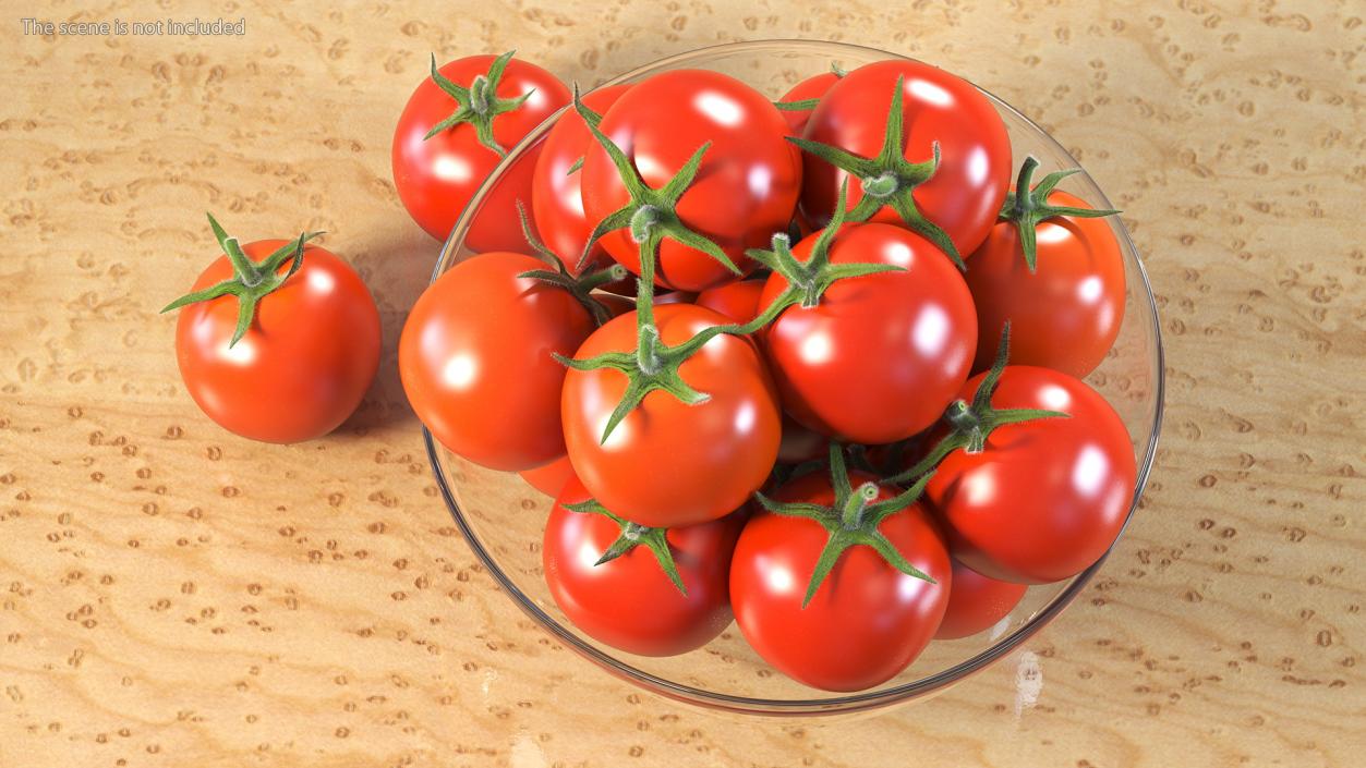 3D Cherry Tomatoes in Glass Bowl Fur model