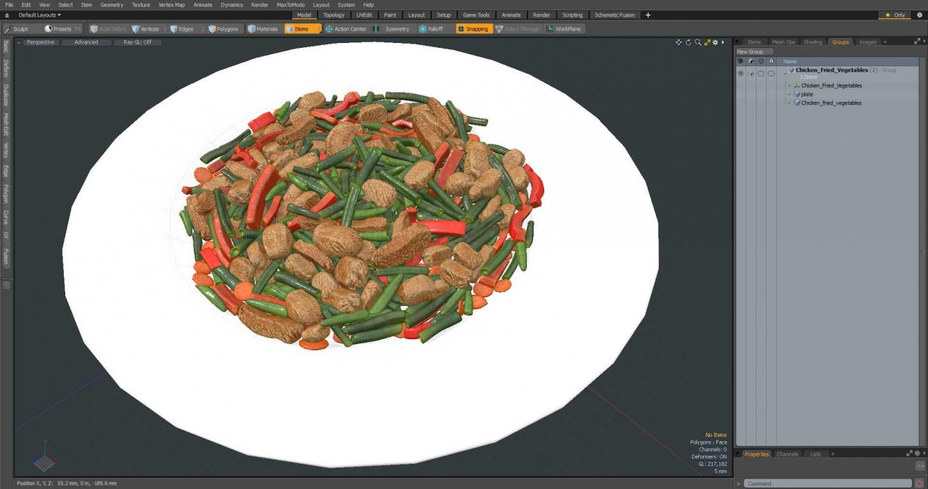 Chicken Fried Vegetables 3D model