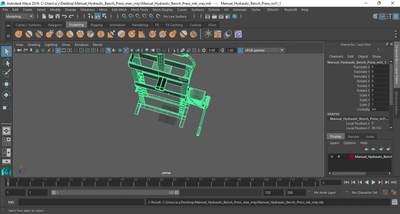 3D Manual Hydraulic Bench Press model