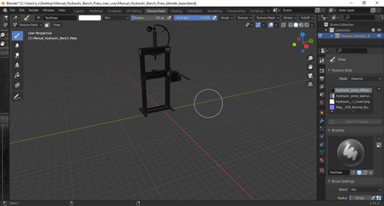 3D Manual Hydraulic Bench Press model