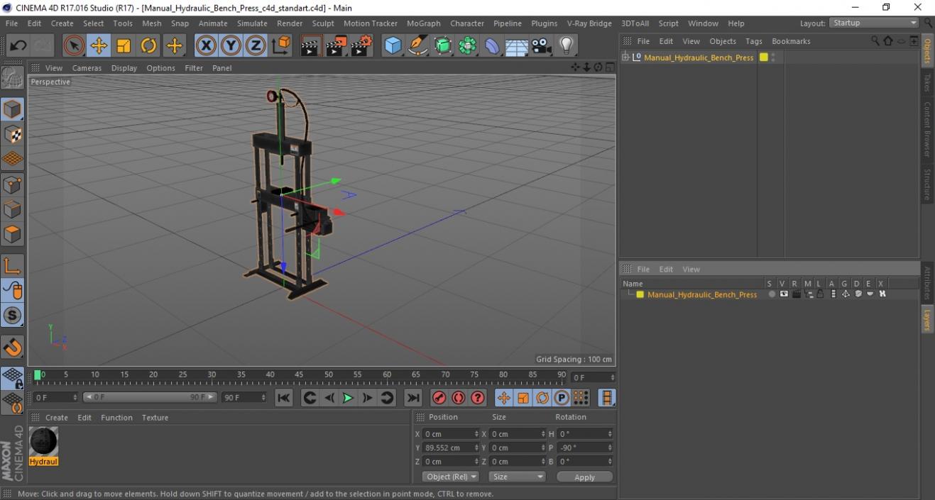 3D Manual Hydraulic Bench Press model