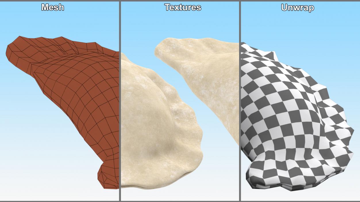 3D Vareniki Dumpling Raw 2 model