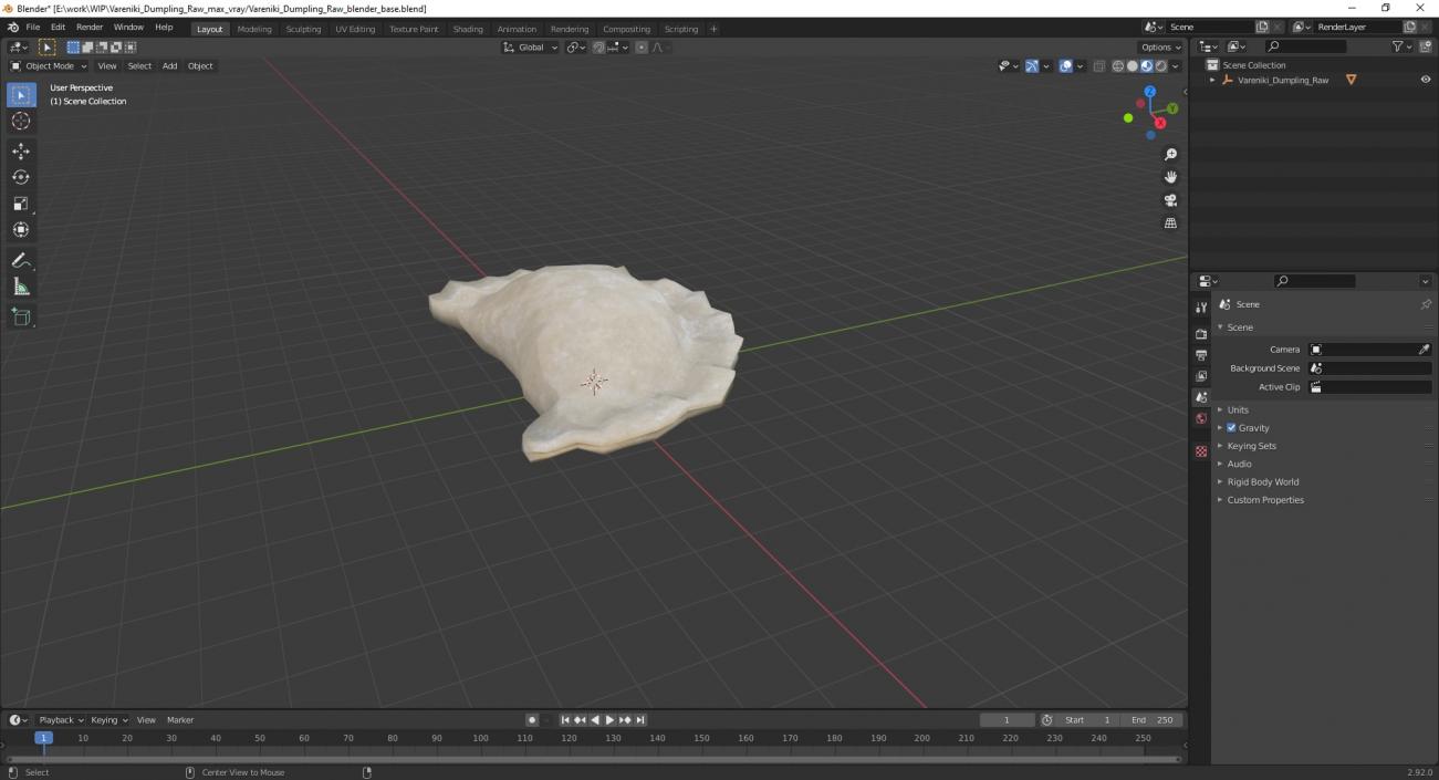 3D Vareniki Dumpling Raw 2 model