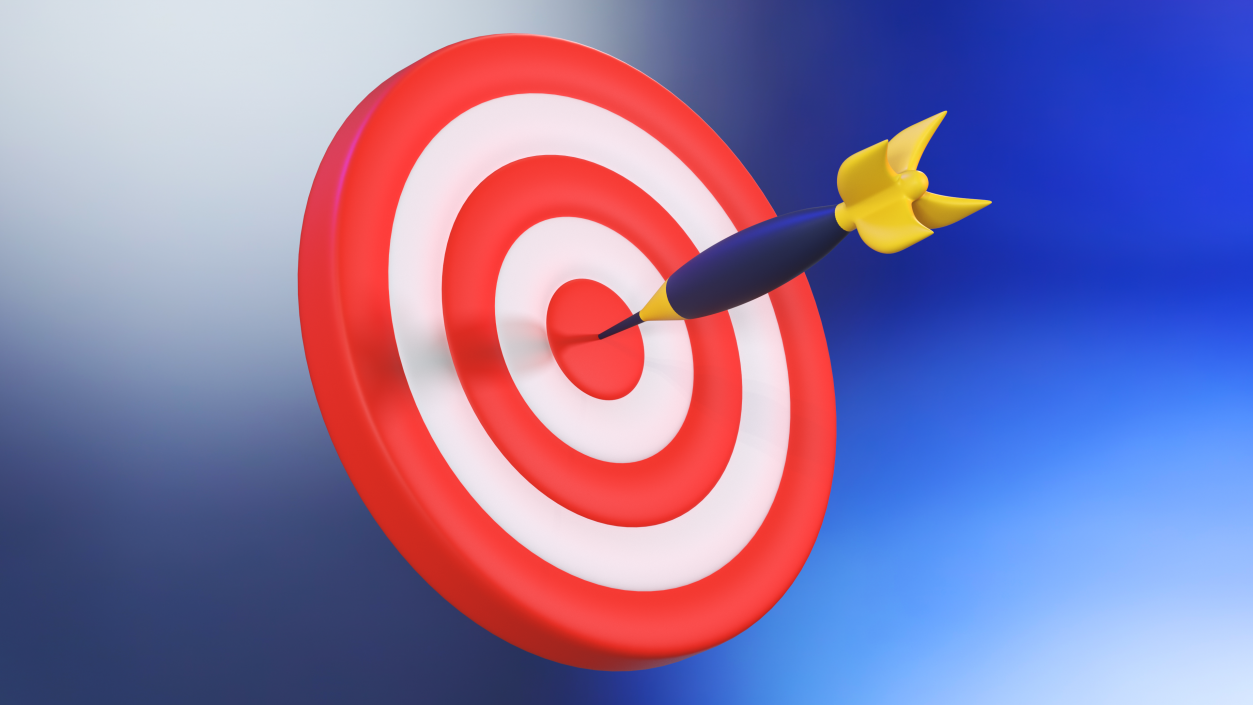 3D Darts Hitting Red Target Stylized Icon model