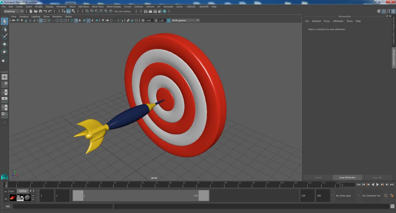 3D Darts Hitting Red Target Stylized Icon model