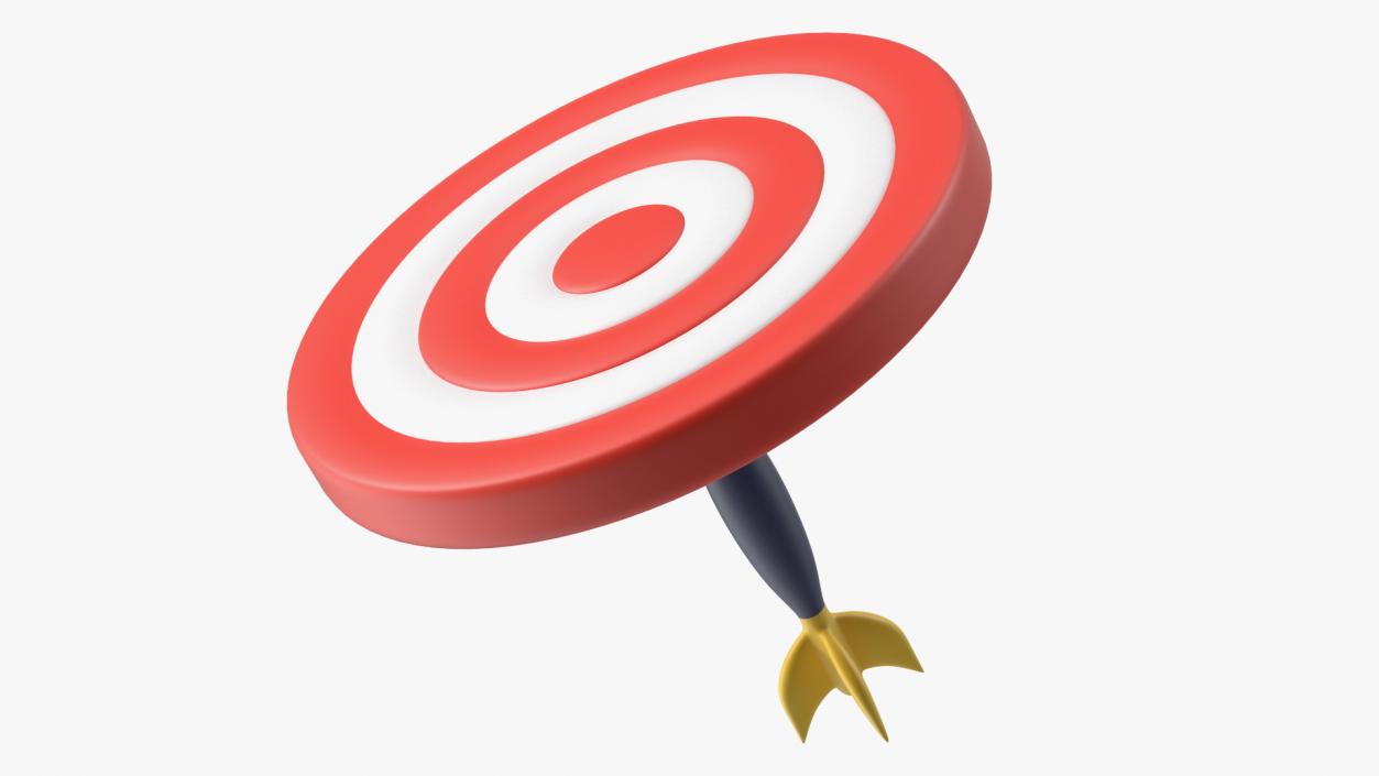 3D Darts Hitting Red Target Stylized Icon model