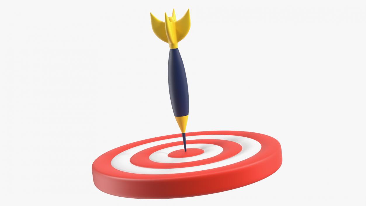 3D Darts Hitting Red Target Stylized Icon model