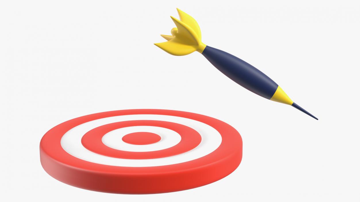 3D Darts Hitting Red Target Stylized Icon model