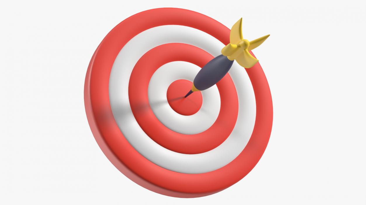 3D Darts Hitting Red Target Stylized Icon model