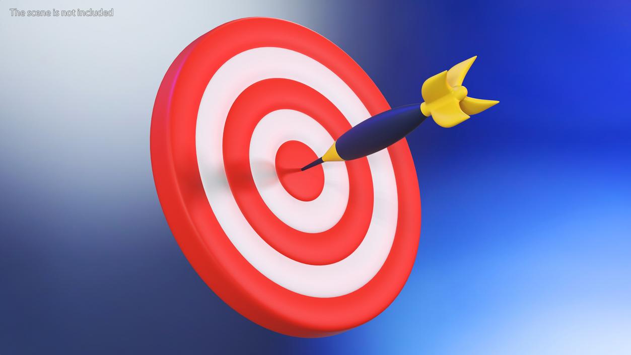 3D Darts Hitting Red Target Stylized Icon model