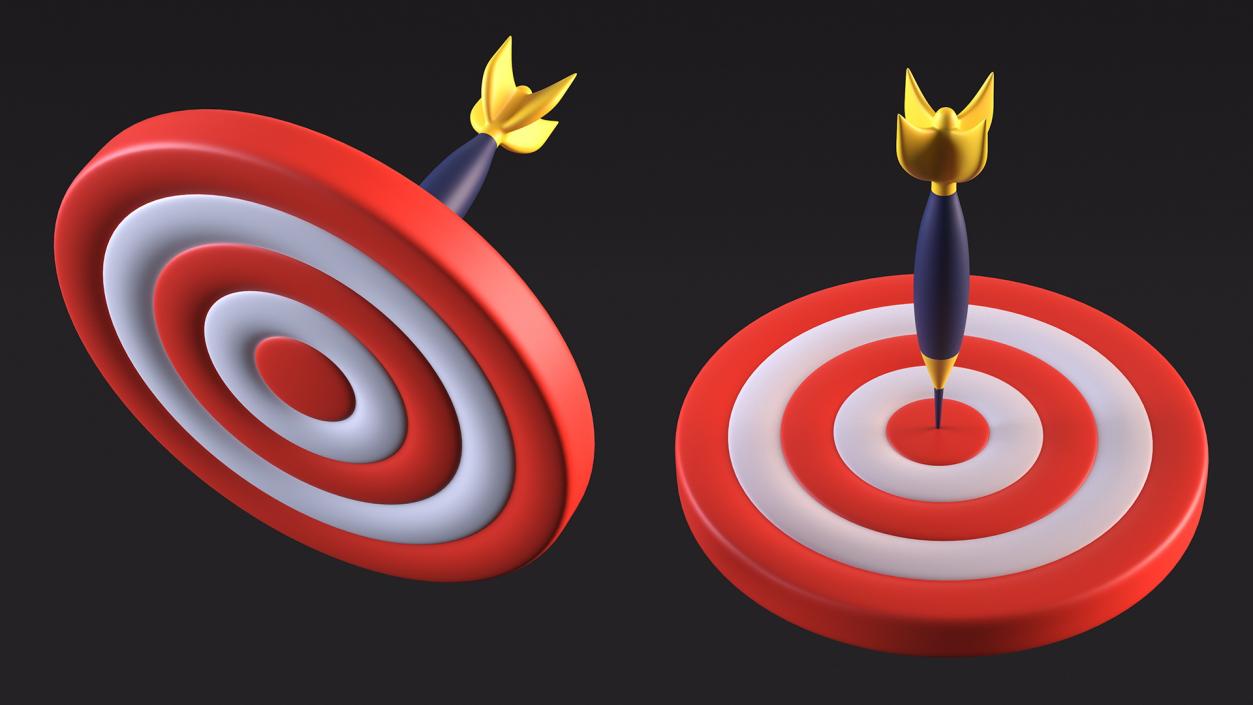 3D Darts Hitting Red Target Stylized Icon model