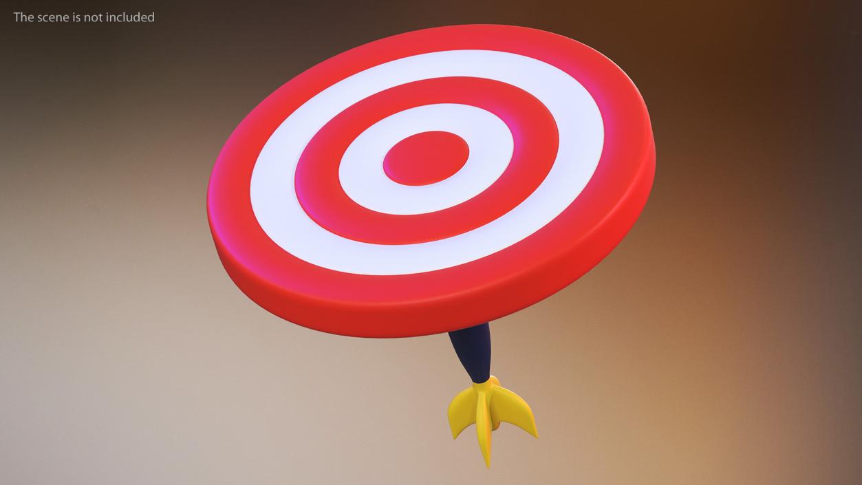 3D Darts Hitting Red Target Stylized Icon model