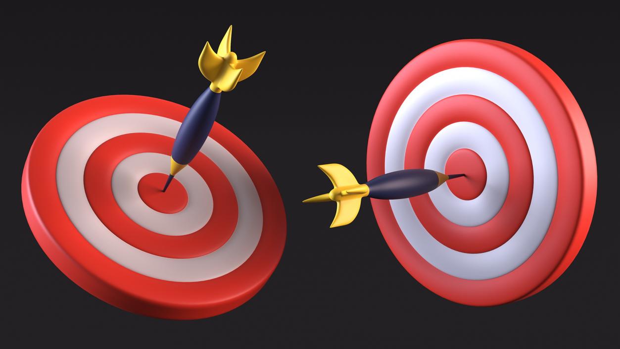 3D Darts Hitting Red Target Stylized Icon model