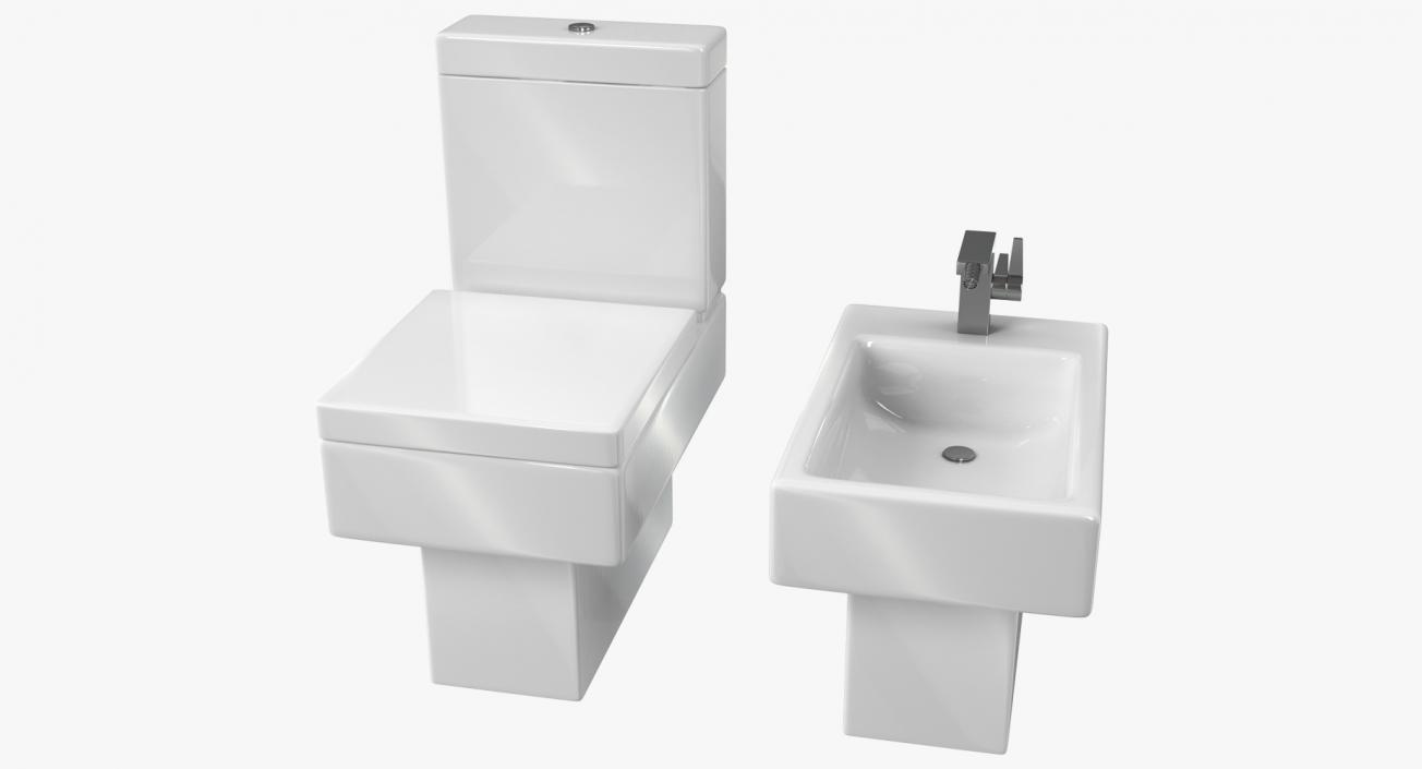 Modern Bathroom Toilet and Bidet 3D