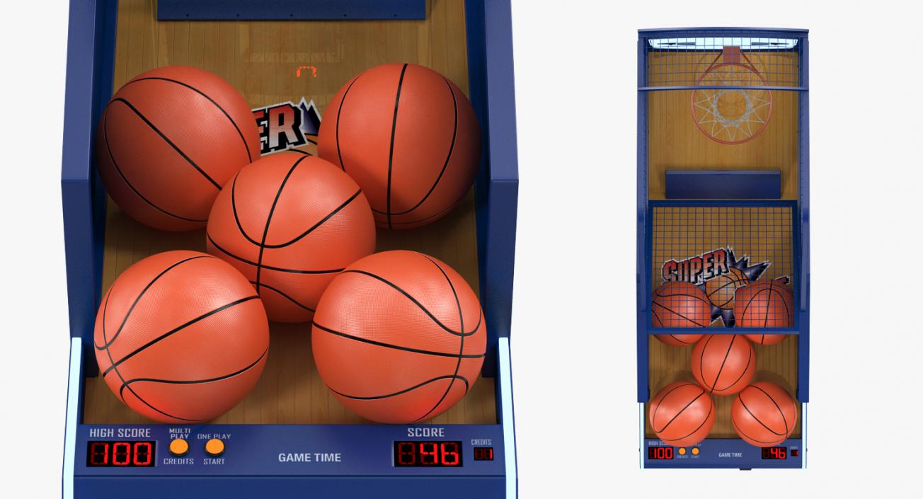 3D Arcade Basketball Machine with Balls