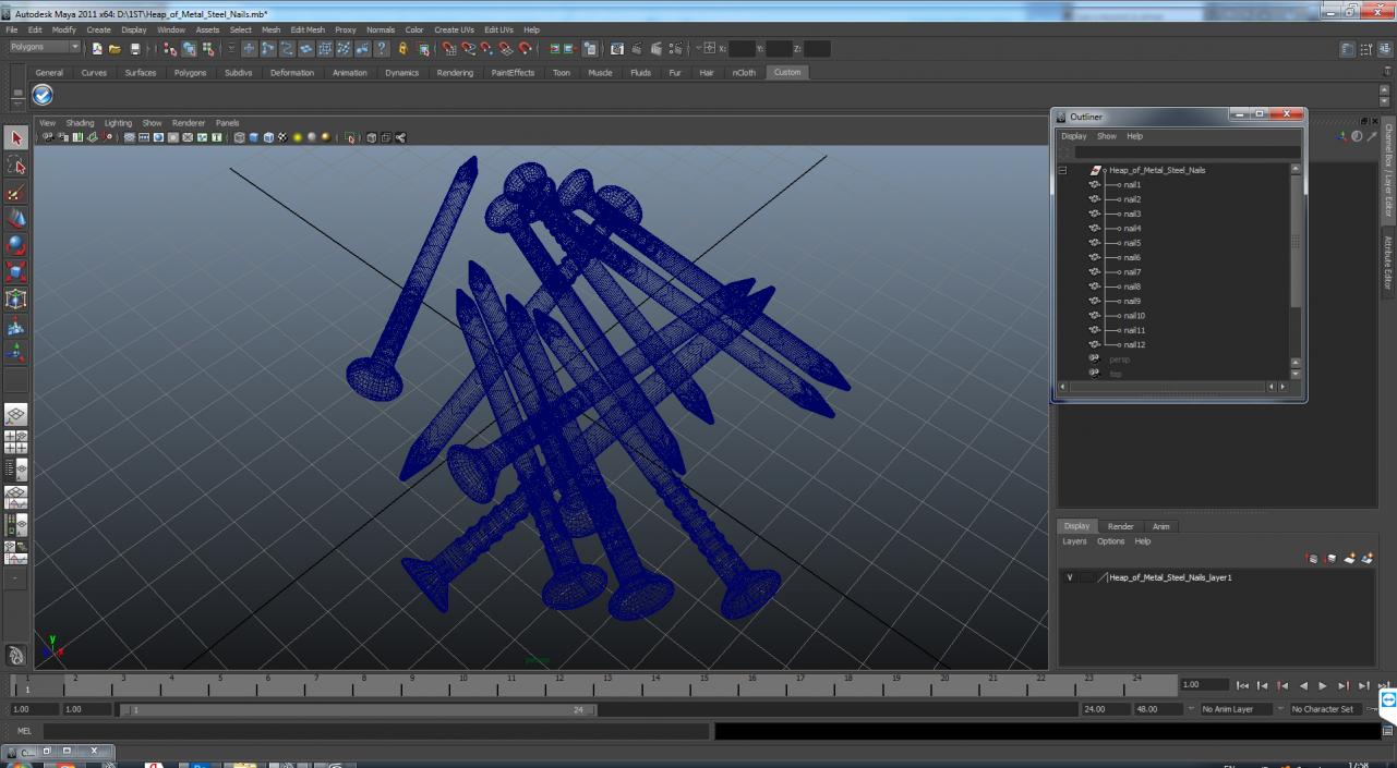 3D model Heap of Metal Steel Nails
