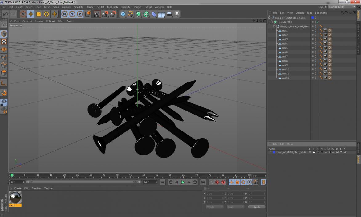 3D model Heap of Metal Steel Nails